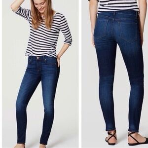 Loft Mid Rise Dark Wash Skinny Crop Jeans 10 / 30